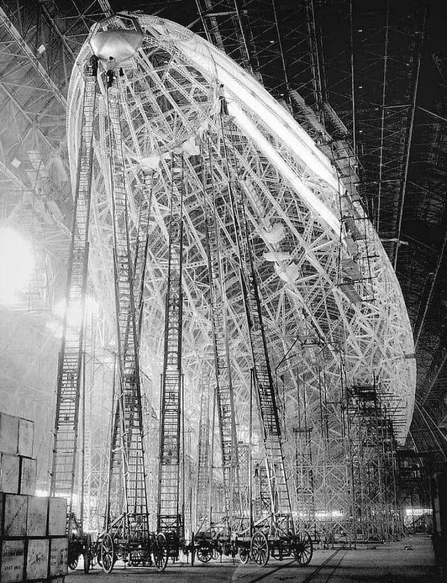 9. "The German Airship ‘Hindenburg’ Takes Shape in 1932."